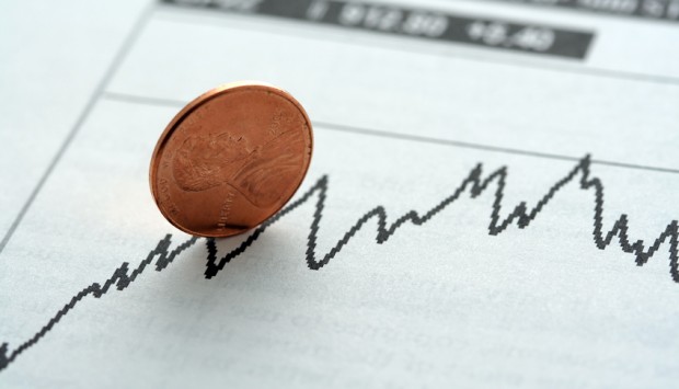Penny on uptrend graph